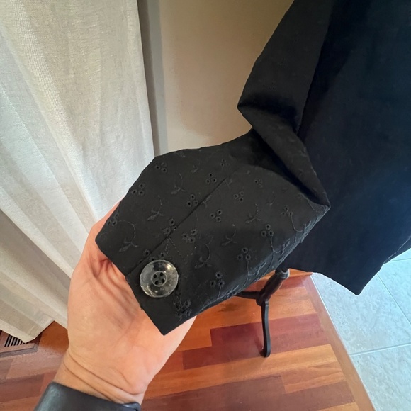 Woman's Studio Works Black Eyelet Cotton Line Button Up Jacket, Size 2X - Picture 5 of 13